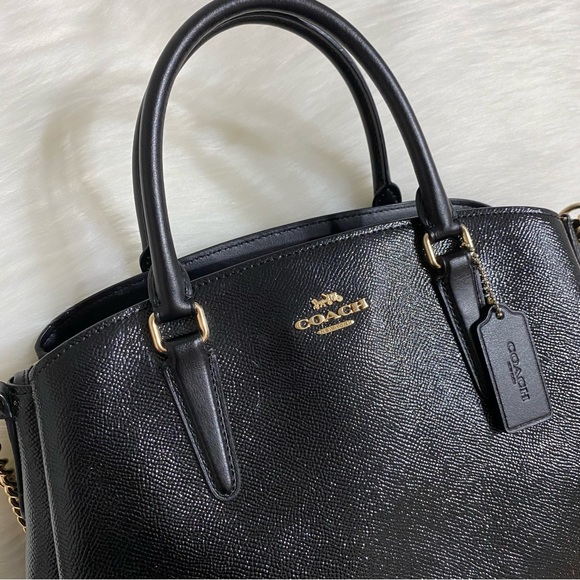 Coach LARGE Sage Carryall Crossbody Satchel Black Patent Leather - Picture 3 of 11